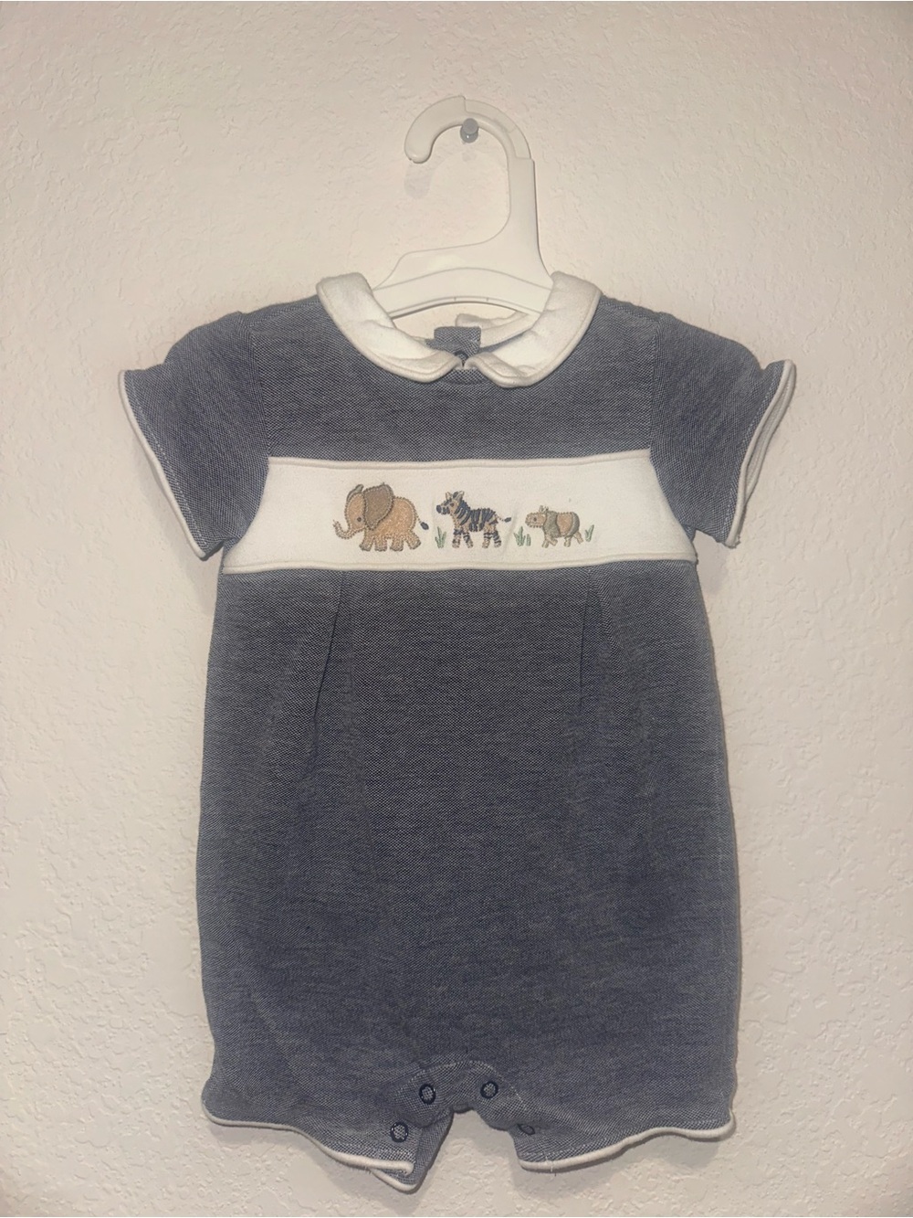 2012 Janie and Jack Baby Romper with Safari Animal Embroidery Size 0-3 Months